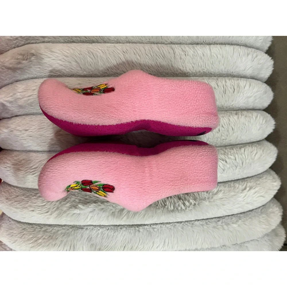 Wooden Shoe Slippers Kids S Pink Good Holland Dutch Embroidered Plush Fleece